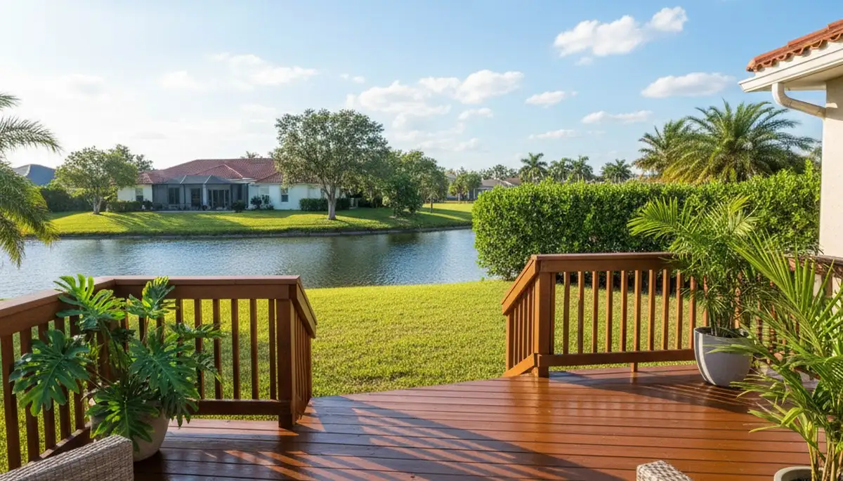 Finished deck staining after pressure cleaning in Cape Coral FL enhances wood and protects outdoor spaces