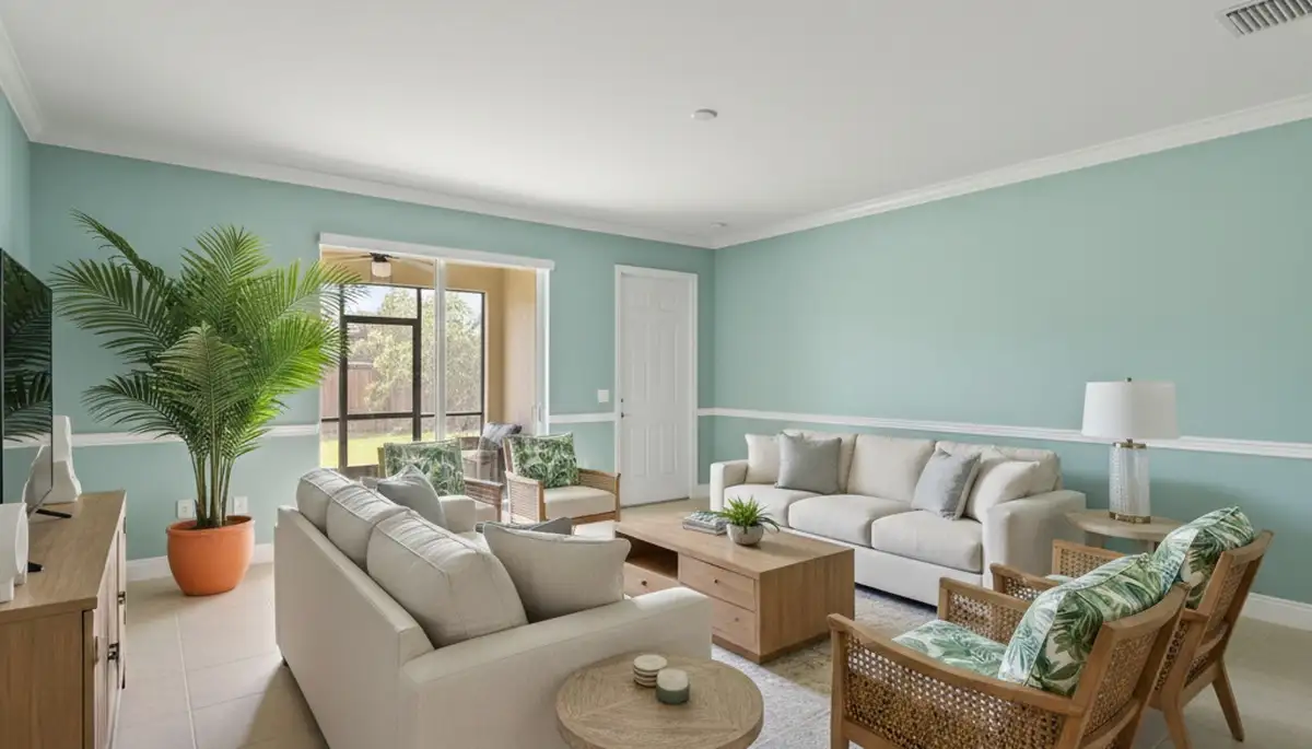 Finished interior painting in Cape Coral FL showing smooth walls and fresh, professional color finishes