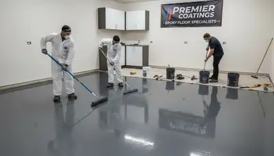 Professional epoxy garage floor coating in Cape Coral FL for durable, glossy, long-lasting finish