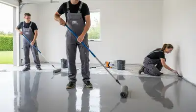Epoxy garage floor coating in Cape Coral FL with glossy finish by local painting professionals