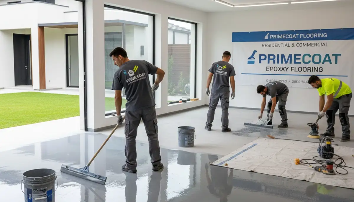 Epoxy garage floor coating in Cape Coral FL by professional painters for durable, glossy protection