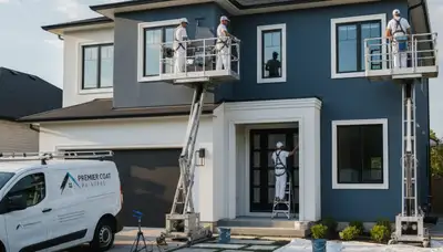Professional exterior house painters working on a coastal home in Cape Coral, FL