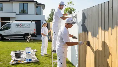 Professional fence painting in Cape Coral FL by expert house painters protecting wood from sun and salt air
