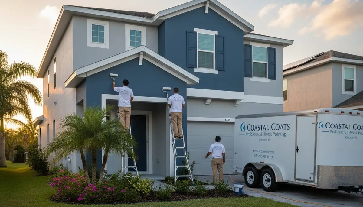 Cape Coral, FL house painters applying professional exterior painting on a home