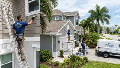 Professional house painters finishing exterior home painting in Cape Coral FL