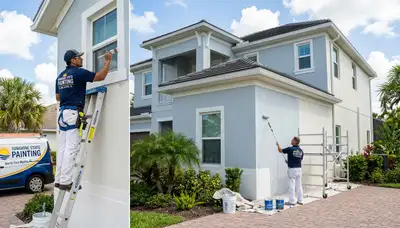 Professional house painters finishing exterior home painting in Cape Coral FL