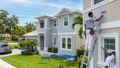 Professional house painters finishing exterior home painting in Cape Coral FL