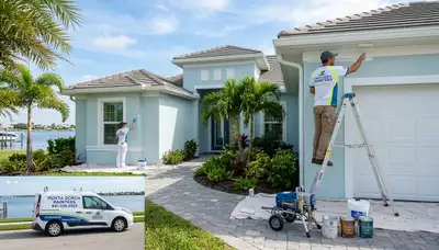 Professional house painters working on exterior home in Cape Coral FL