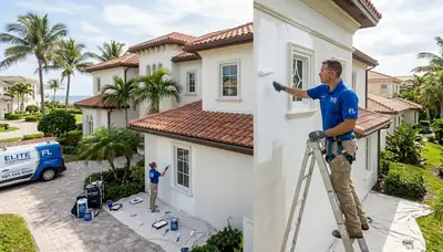 Professional house painters working on exterior home repaint in Cape Coral FL