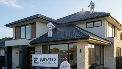 Professional roof painting and coating on a Cape Coral FL home for sun and storm protection