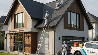Professional roof painting and coating on a Cape Coral FL home for sun and storm protection