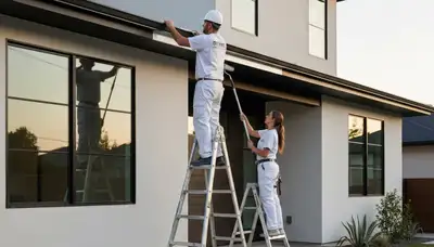 Professional trim and fascia painting on coastal home in Cape Coral, FL by expert house painters