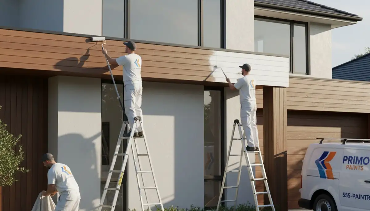 Professional trim and fascia painting on coastal home in Cape Coral, FL by expert house painters