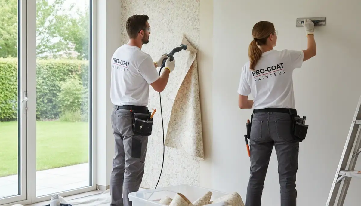 Professional wallpaper removal in Cape Coral FL home by expert painters ensuring clean, smooth walls