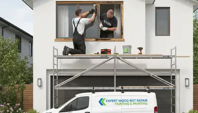 Professional wood rot repair on Cape Coral FL home exterior by expert house painting team